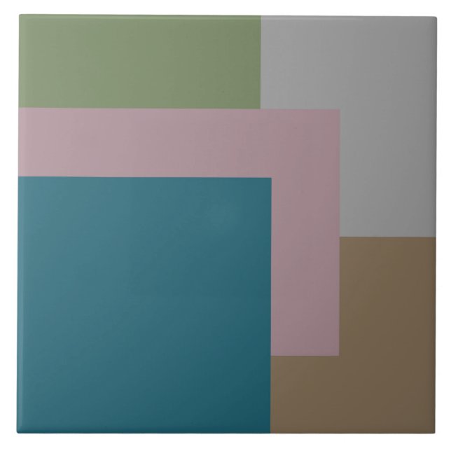 Modern, pastel ,teal ,blush, green grey, ochre ceramic tile (Front)