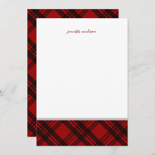 Modern Pastel Teal Red Gingham Plaid Check Note Invitation