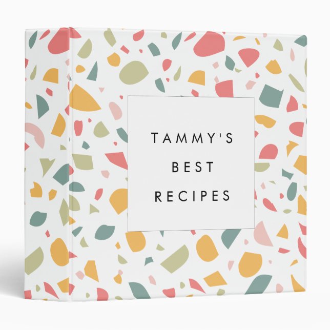 Modern pastel terrazzo pattern 3 ring binder (Front/Spine)