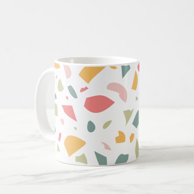 Modern pastel terrazzo pattern coffee mug (Front Left)