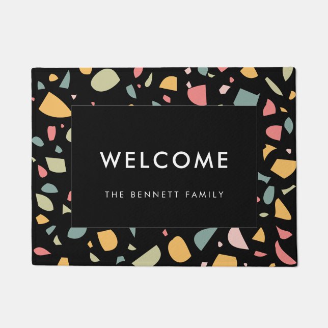 Modern pastel terrazzo pattern doormat (Front)