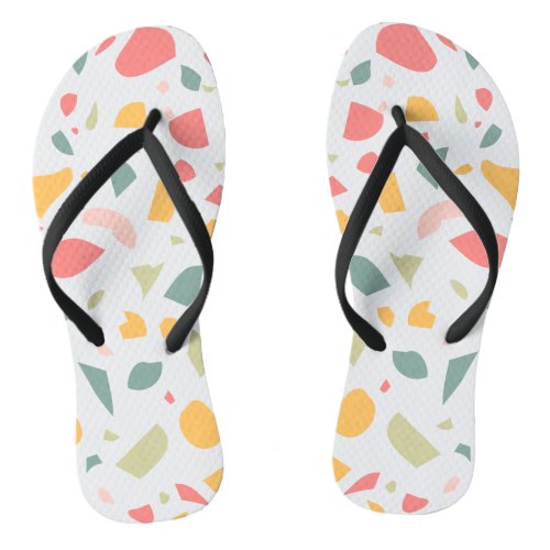 Modern pastel terrazzo pattern flip flops