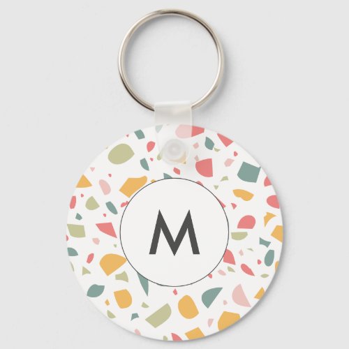 Modern pastel terrazzo pattern keychain