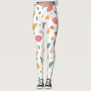 Modern pastel terrazzo pattern leggings