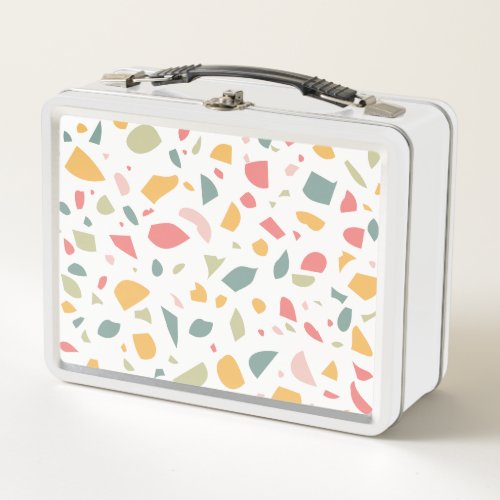 Modern pastel terrazzo pattern metal lunch box