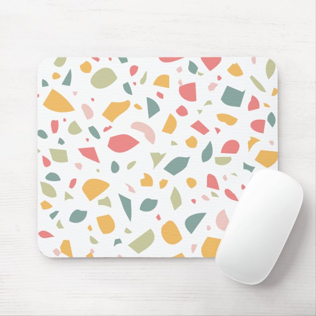 Modern pastel terrazzo pattern mouse pad (With Mouse)