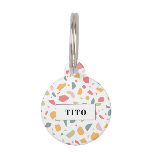 Modern pastel terrazzo pattern pet ID tag