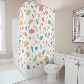 Modern Pastel Terrazzo Pattern Shower Curtain by LemonBox at Zazzle