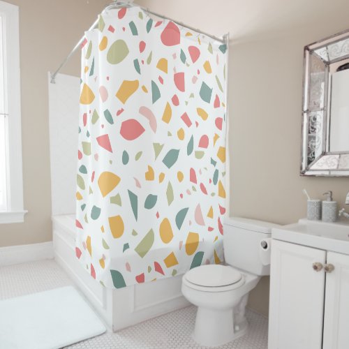 Modern pastel terrazzo pattern shower curtain