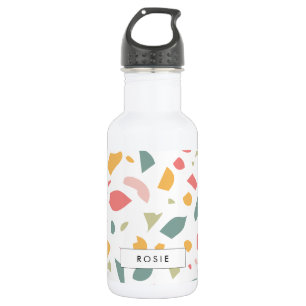 Modern pastel terrazzo pattern stainless steel water bottle