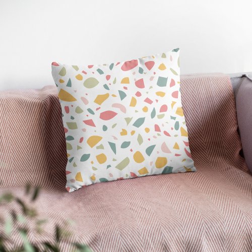 Modern pastel terrazzo pattern throw pillow