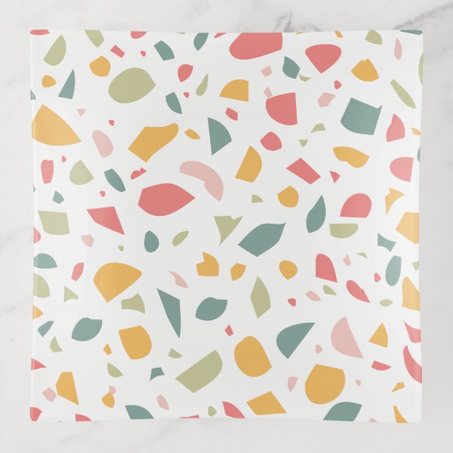 Modern pastel terrazzo pattern trinket tray (Front)