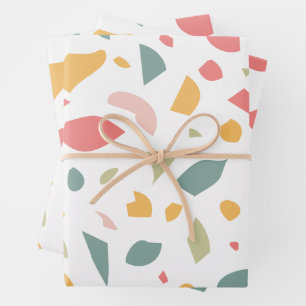 Modern pastel terrazzo pattern wrapping paper sheets