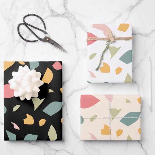 Modern pastel terrazzo pattern wrapping paper sheets