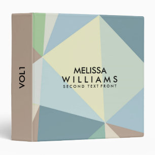 Modern Pastel Tones Geometric Design 3 Ring Binder