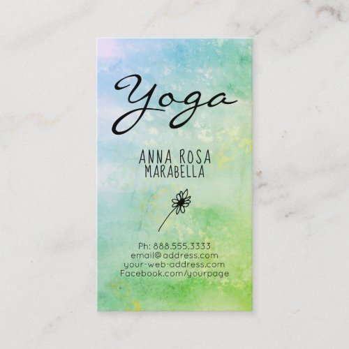  Modern Pastel Turquoise Green Daisy Yoga Reiki Business Card