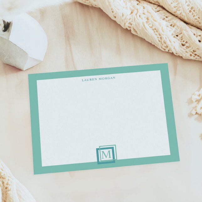 Modern Pastel Turquoise Monogram Personalized Notepad (Creator Uploaded)