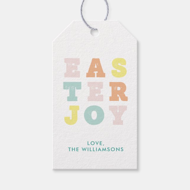 Modern Pastel Typographic Easter  Gift Tags (Front)