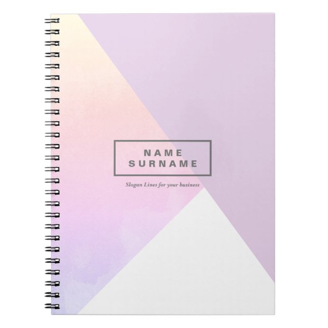 Modern Pastel Violet Geometric Spiral Photo Notebook (Front)