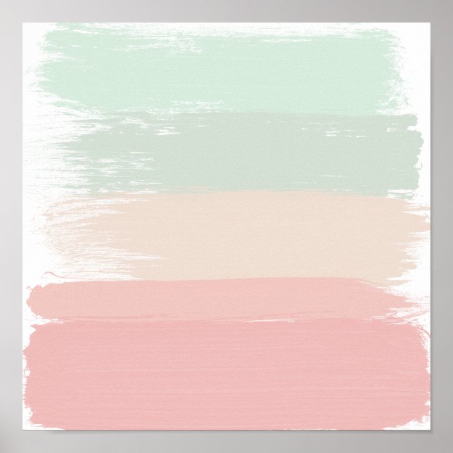Modern pastel watercolor brushstrokes stripes poster (Front)
