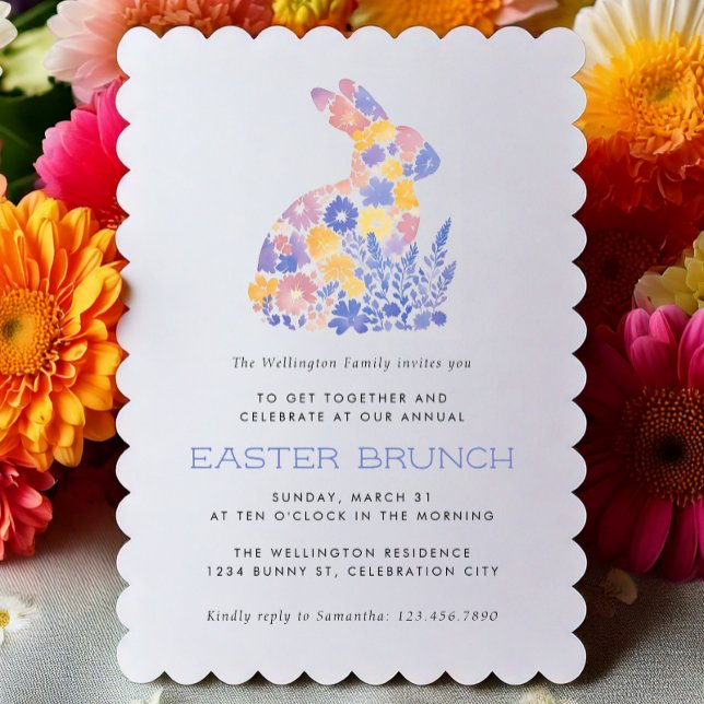 Modern Pastel Watercolor Bunny Easter Brunch Invitation (Creator Uploaded)