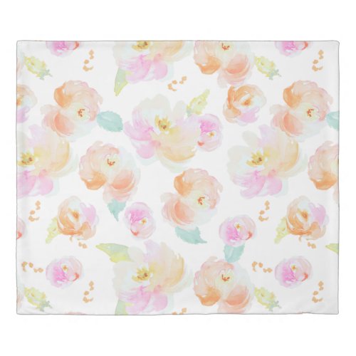 Modern pastel watercolor floral pattern duvet cover