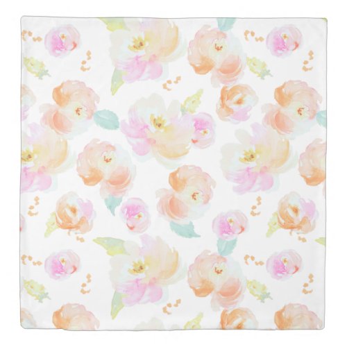 Modern pastel watercolor floral pattern duvet cover