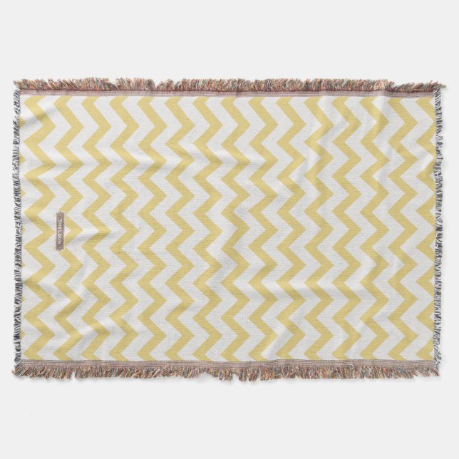 Modern pastel yellow and white chevron pattern throw blanket (Front)