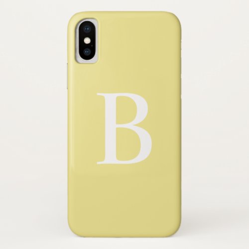Modern Pastel Yellow Bold Typography Monogram iPhone X Case