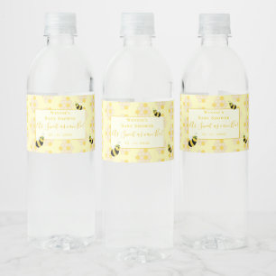Modern Pastel Yellow Bumble Bee Custom Baby Shower Water Bottle Label