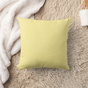 Modern Pastel Yellow Concentric U-Shape Wave Line Throw Pillow