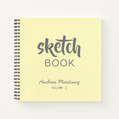 Modern Pastel Yellow Personalized Sketchbook Notebook