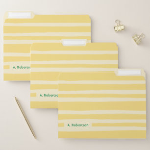 Modern Pastel Yellow Stripes Personalized Teacher File Folder