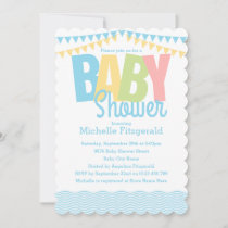 Modern Pastels Blue Baby Shower Invitation