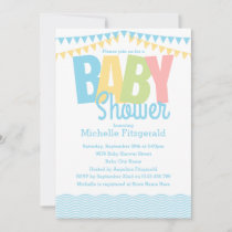 Modern Pastels Blue Baby Shower Invitation