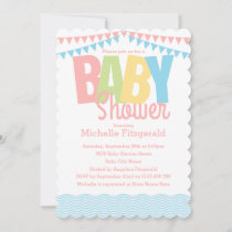 Modern Pastels Pink Baby Shower Invitation