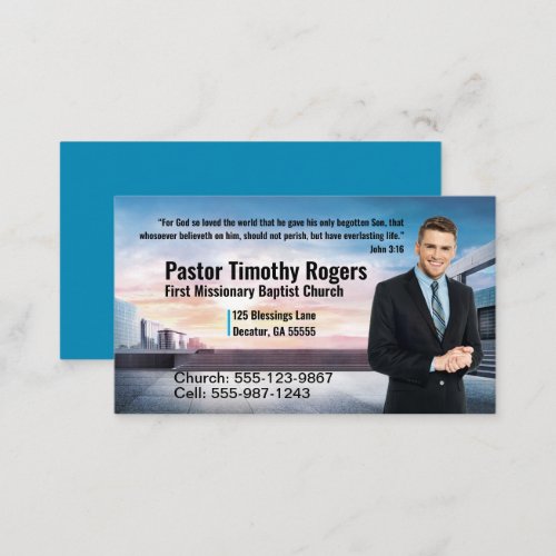Modern Pastor or Deacon Photo Church Business Card