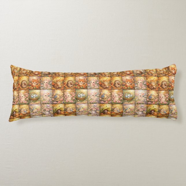 Modern Patchwork Pattern Collage Body Pillow (Front)