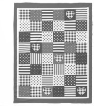 Modern patchwork quilt gingham black and white