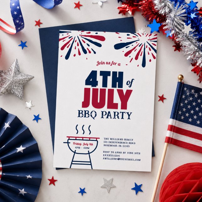 Modern Patriotic 4th of July BBQ Party Invitation (Creator Uploaded)