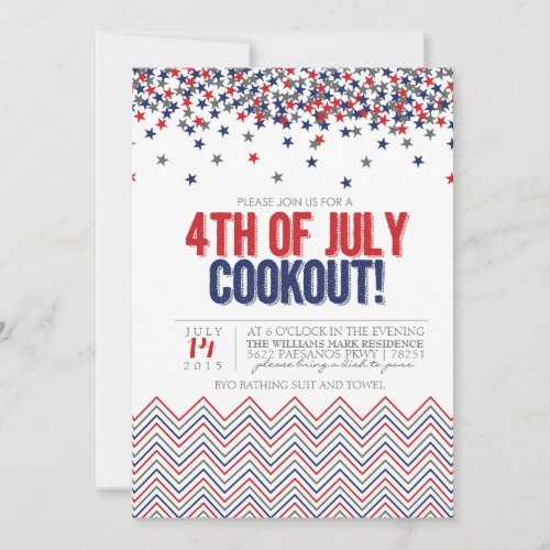 Modern Patriotic 4th of July Cookout Invitation