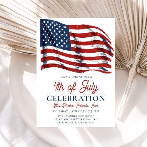 Modern Patriotic American Flag 4th of July Party I Invitation