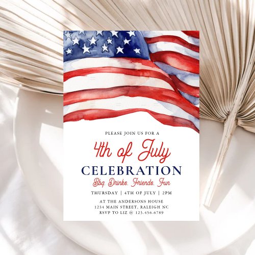 Modern Patriotic American Flag 4th of July Party I Invitation