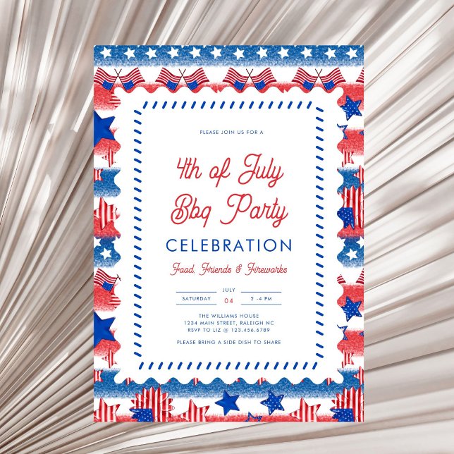 Modern Patriotic American Flag 4th of July Party I Invitation (Creator Uploaded)
