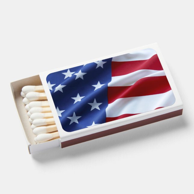 Modern Patriotic American Flag  Matchboxes (Front Open)