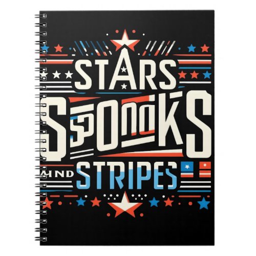 Modern Patriotic Art Stars Spooks and Stripes Notebook