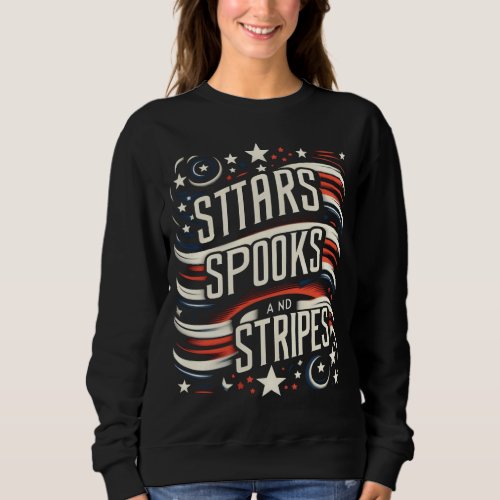 Modern Patriotic Art Stars Spooks and Stripes Sweatshirt