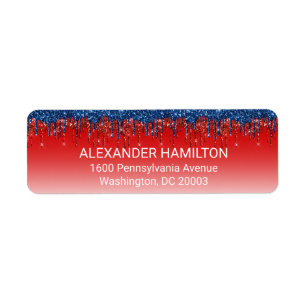Modern Patriotic Glitter Drip Return Address Label