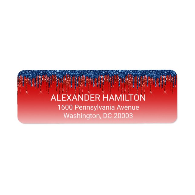 Modern Patriotic Glitter Drip Return Address Label (Front)