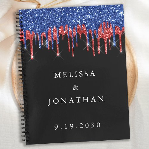 Modern Patriotic Glitter Drips Wedding Guest     Notebook